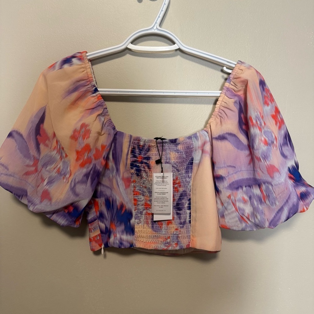 NWT Dynamite Cropped Puff Sleeve Top - Women’s XXS - Picture 7 of 11